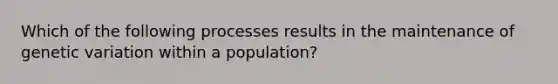 Which of the following processes results in the maintenance of genetic variation within a population?