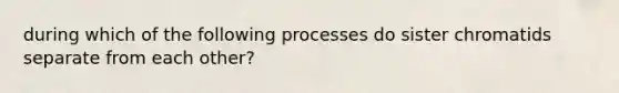 during which of the following processes do sister chromatids separate from each other?