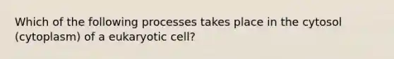 Which of the following processes takes place in the cytosol (cytoplasm) of a eukaryotic cell?