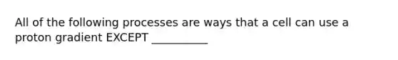 All of the following processes are ways that a cell can use a proton gradient EXCEPT __________