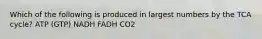 Which of the following is produced in largest numbers by the TCA cycle? ATP (GTP) NADH FADH CO2