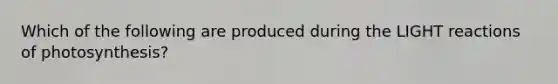 Which of the following are produced during the LIGHT reactions of photosynthesis?