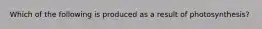 Which of the following is produced as a result of photosynthesis?