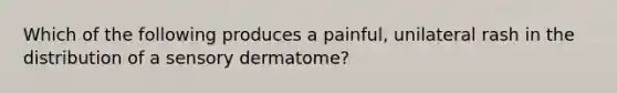 Which of the following produces a painful, unilateral rash in the distribution of a sensory dermatome?