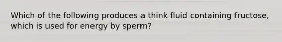 Which of the following produces a think fluid containing fructose, which is used for energy by sperm?