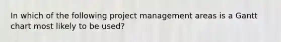 In which of the following project management areas is a Gantt chart most likely to be used?