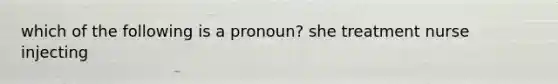 which of the following is a pronoun? she treatment nurse injecting