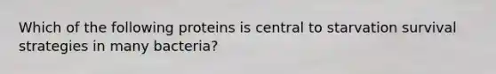 Which of the following proteins is central to starvation survival strategies in many bacteria?