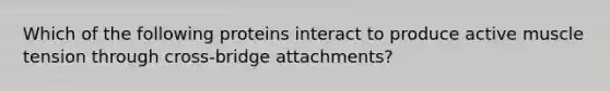 Which of the following proteins interact to produce active muscle tension through cross-bridge attachments?