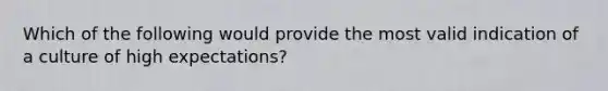 Which of the following would provide the most valid indication of a culture of high expectations?