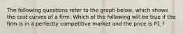 The following questions refer to the graph below, which shows the cost curves of a firm. Which of the following will be true if the firm is in a perfectly competitive market and the price is P1 ?