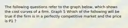 The following questions refer to the graph below, which shows the cost curves of a firm. Graph 5 Which of the following will be true if the firm is in a perfectly competitive market and the price is P1 ?