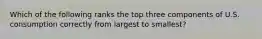 Which of the following ranks the top three components of U.S. consumption correctly from largest to smallest?