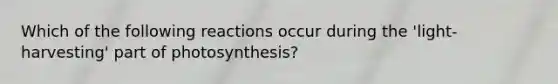 Which of the following reactions occur during the 'light-harvesting' part of photosynthesis?