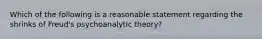 Which of the following is a reasonable statement regarding the shrinks of Freud's psychoanalytic theory?