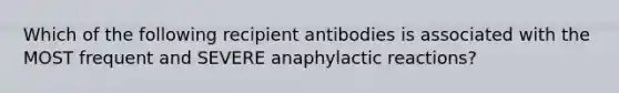 Which of the following recipient antibodies is associated with the MOST frequent and SEVERE anaphylactic reactions?