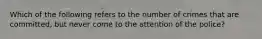 Which of the following refers to the number of crimes that are committed, but never come to the attention of the police?