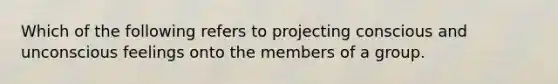 Which of the following refers to projecting conscious and unconscious feelings onto the members of a group.