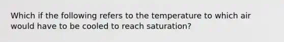 Which if the following refers to the temperature to which air would have to be cooled to reach saturation?