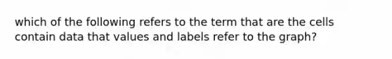 which of the following refers to the term that are the cells contain data that values and labels refer to the graph?