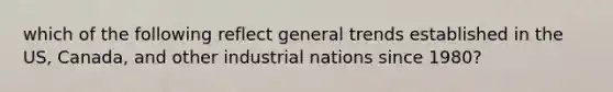 which of the following reflect general trends established in the US, Canada, and other industrial nations since 1980?