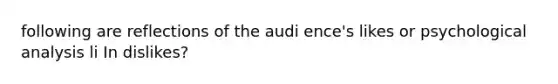 following are reflections of the audi ence's likes or psychological analysis li In dislikes?