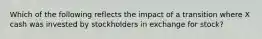 Which of the following reflects the impact of a transition where X cash was invested by stockholders in exchange for stock?