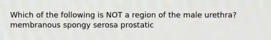 Which of the following is NOT a region of the male urethra? membranous spongy serosa prostatic