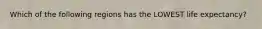 Which of the following regions has the LOWEST life expectancy?