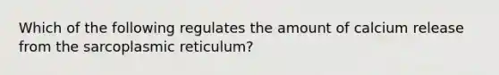 Which of the following regulates the amount of calcium release from the sarcoplasmic reticulum?