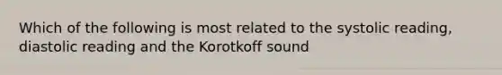 Which of the following is most related to the systolic reading, diastolic reading and the Korotkoff sound