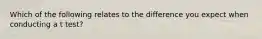 Which of the following relates to the difference you expect when conducting a t test?