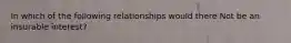 In which of the following relationships would there Not be an insurable interest?