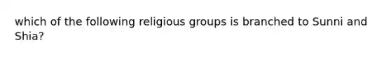 which of the following religious groups is branched to Sunni and Shia?