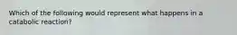 Which of the following would represent what happens in a catabolic reaction?