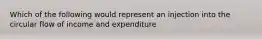 Which of the following would represent an injection into the circular flow of income and expenditure