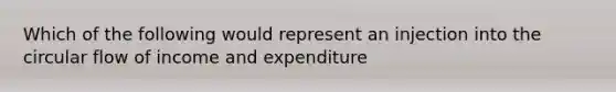 Which of the following would represent an injection into the circular flow of income and expenditure