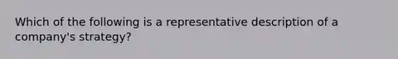 Which of the following is a representative description of a company's strategy?