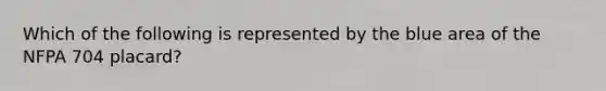 Which of the following is represented by the blue area of the NFPA 704​ placard?