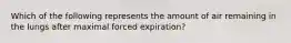 Which of the following represents the amount of air remaining in the lungs after maximal forced expiration?