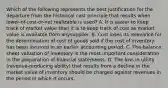 Which of the following represents the best justification for the departure from the historical cost principle that results when lower-of-cost-or-net realizable is used? A. It is easier to keep track of market value than it is to keep track of cost as market value is available from anysupplier. B. Cost loses its relevance for the determination of cost of goods sold if the cost of inventory has been incurred in an earlier accounting period. C. The balance sheet valuation of inventory is the most important consideration in the preparation of financial statements. D. The loss in utility (revenue-producing ability) that results from a decline in the market value of inventory should be charged against revenues in the period in which it occurs.