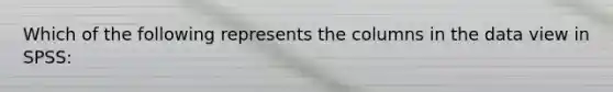 Which of the following represents the columns in the data view in SPSS: