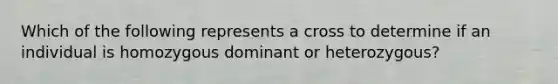 Which of the following represents a cross to determine if an individual is homozygous dominant or heterozygous?