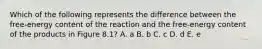 Which of the following represents the difference between the free-energy content of the reaction and the free-energy content of the products in Figure 8.1? A. a B. b C. c D. d E. e