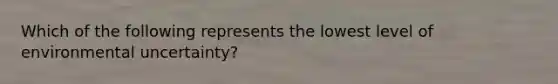 Which of the following represents the lowest level of environmental uncertainty?