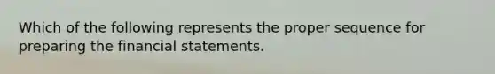 Which of the following represents the proper sequence for preparing the financial statements.