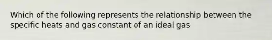 Which of the following represents the relationship between the specific heats and gas constant of an ideal gas