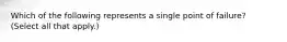 Which of the following represents a single point of failure? (Select all that apply.)