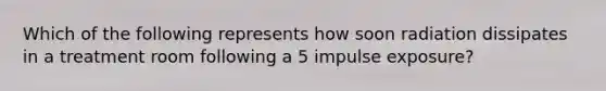 Which of the following represents how soon radiation dissipates in a treatment room following a 5 impulse exposure?