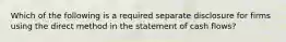 Which of the following is a required separate disclosure for firms using the direct method in the statement of cash flows?